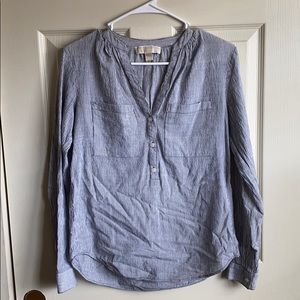 Michael Kors striped collarless blouse